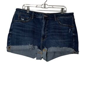 Old Navy OG Straight High Rise Denim Jean Shorts‎ Dark Wash Raw Hem Size 16